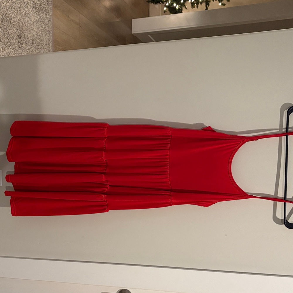 Chic Red Spaghetti Strap Dress